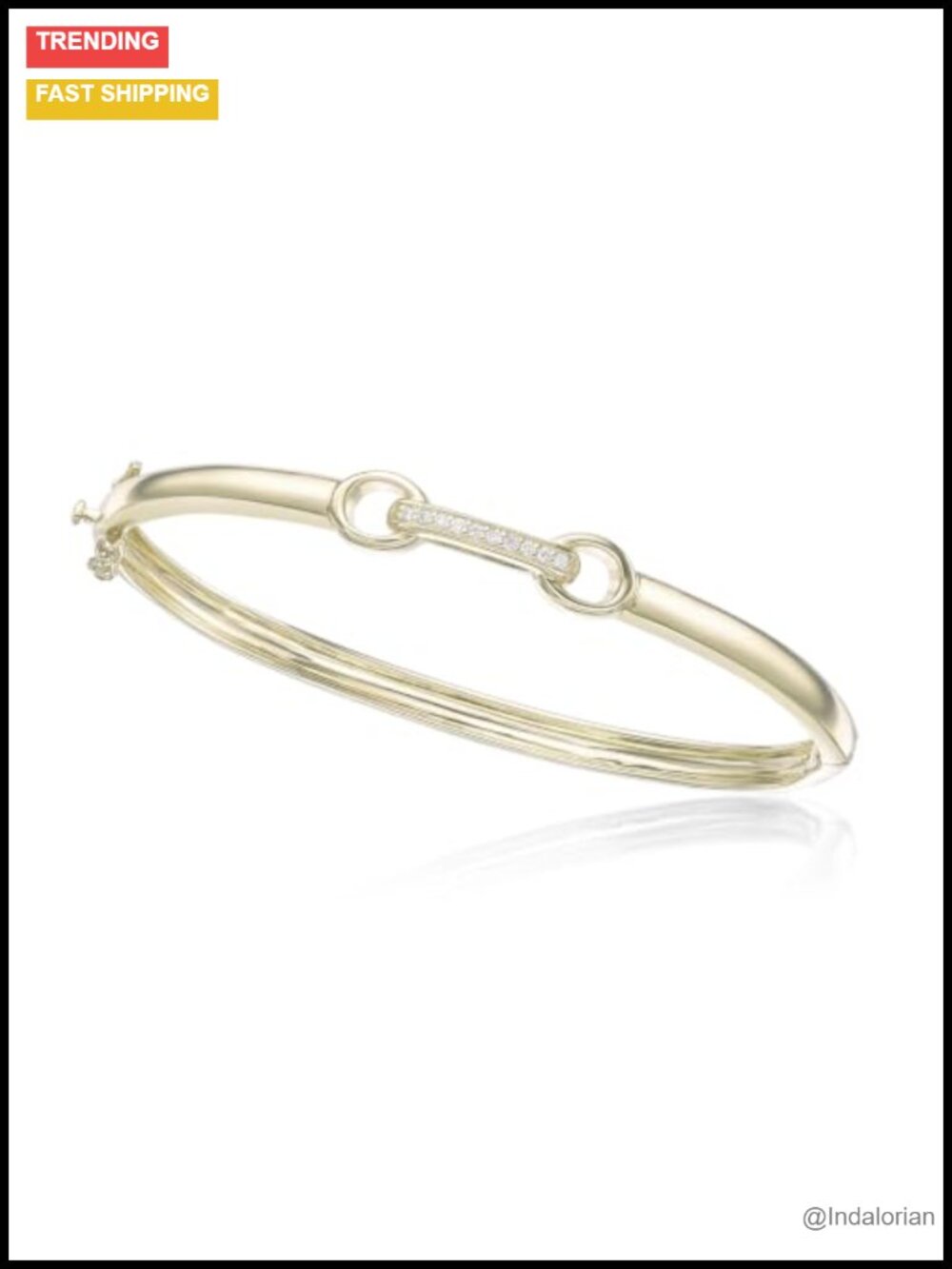 Lab Grown Diamond Horsebit Bangle Bracelet 18k Yellow Gold Plated Sterling